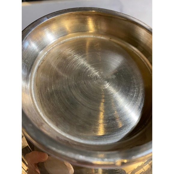 Towle Silversmiths Red Enamel Footed Bowl Silverplated 5001 Vintage - Picture 3 of 5